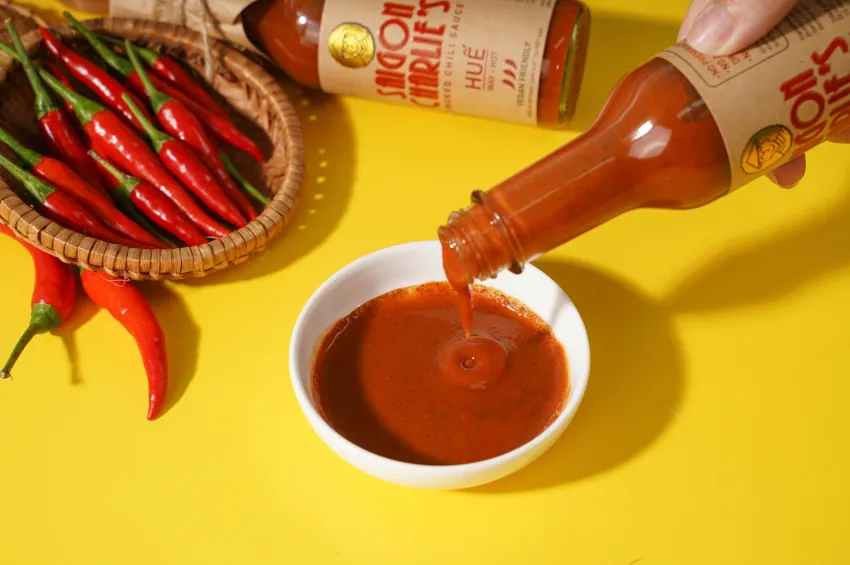 Hue Way Hot Smoked Chili Sauce, Smoked Chili Sauce, Craft Hot Sauce, Vietnamese Seasoning, Natural Ingredients, Fresh Chili, Spices, Passed Down Recipe