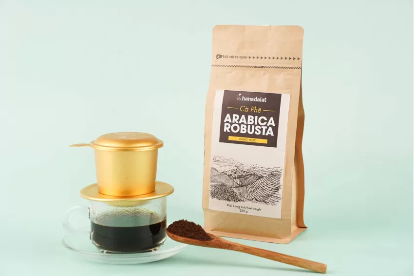 Cà Phê Arabica-Robusta, Cà Phê Xay, Tiện Lợi, Sản Xuất Hữu Cơ, Đà Lạt, Sinh Thái Vườn Rừng, Arabica, Robusta, Nguyên Liệu Hữu Cơ