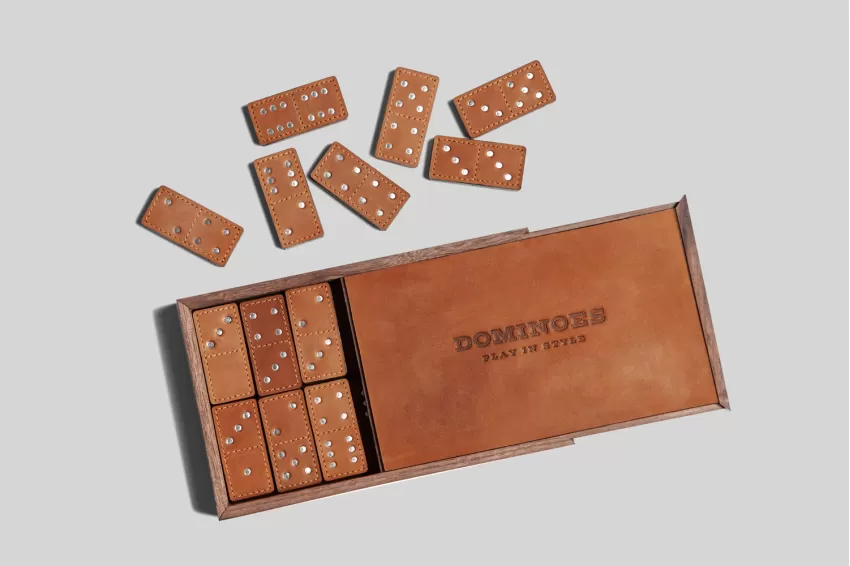 Domino - Maztermin, Premium Domino Set, Handmade Chess Set, Made From Leather And Wood, Entertainment Game, Gift For Friends