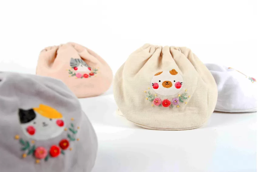 Embroidered Draw Bags, Cute Pattern Embroidery, Durable Natural Linen Material, Vintage Style, Suitable For Floral Dresses