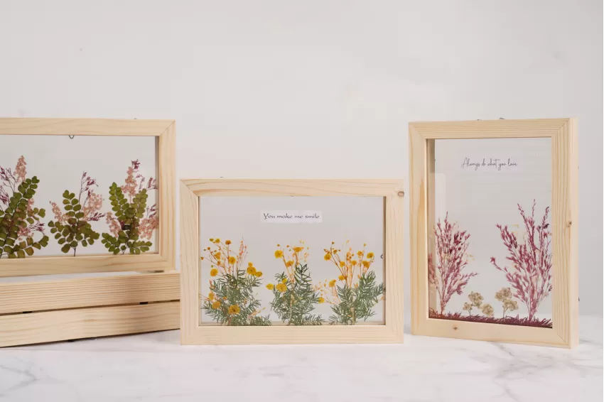 Pressed Flowers Rectangular Wooden Frame