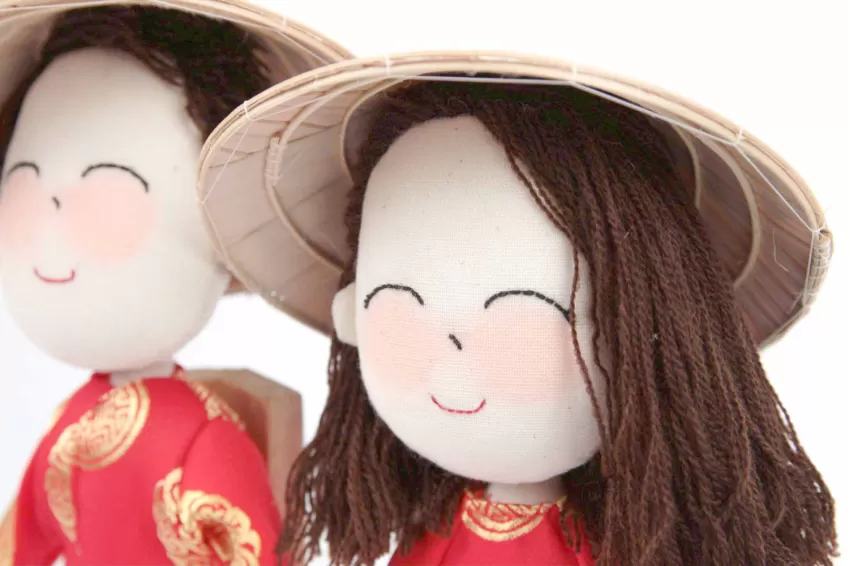 Groom And Bride Art Doll In Ao Dai, Intricate Design, Compact Size and Easy Storage, Meaningful and Unique Gift