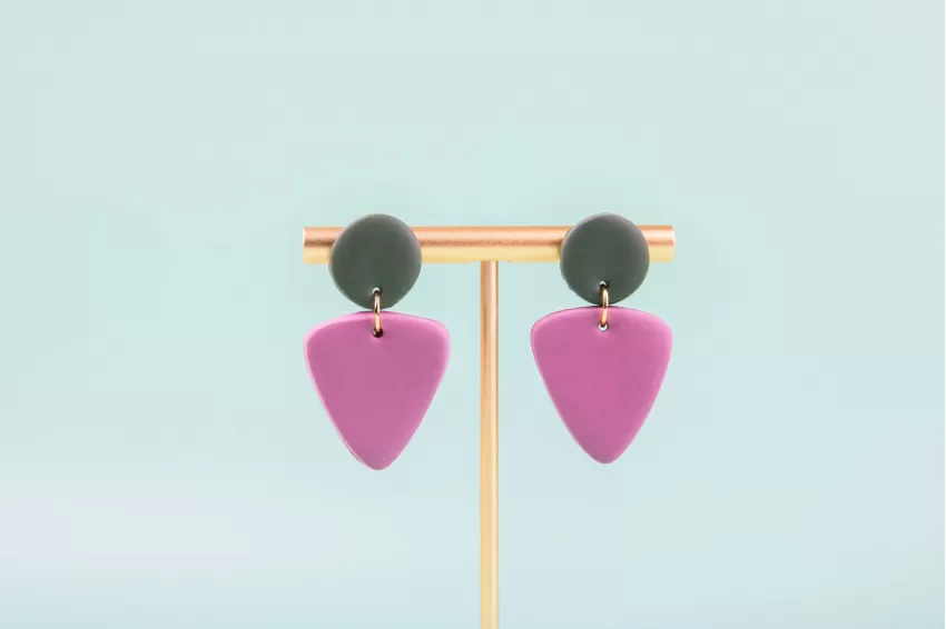 “Lilian” Round Mixed Triangle Clay Earrings, Featuring Sweet And Elegant Pastel Tones, With A Playful And Personal Style