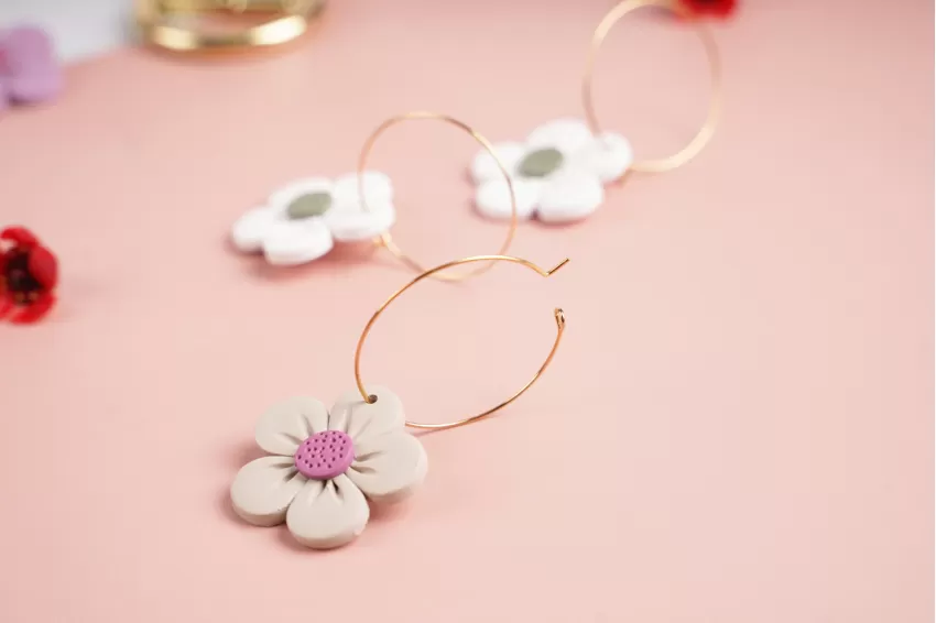 Flower Clay Earrings, Unique And Eye-Catching Design, Adorable Feminine Style, Sweet Colors, Durable Terracotta Material