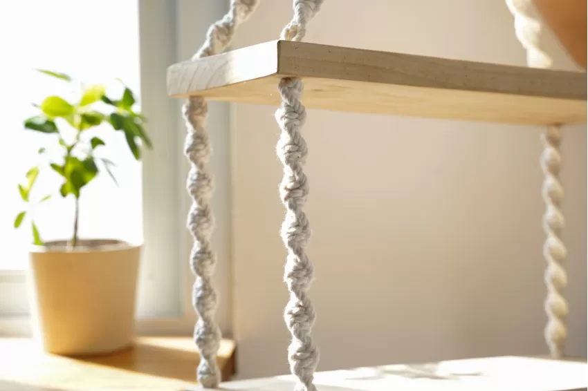 Kệ Treo Tường 2 Tầng Macrame, Phong Cách Châu Âu Cổ Đại, Thiết Kế Tối Giản, Độ Chắc Chắn Cao, Không Bị Mối Mọt, Chống Ố Vàng