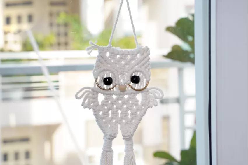 Macrame Owl Wall Decor, Cute Design, Home Decoration, Child-Safe, Handcrafted Product, Sustainable Production