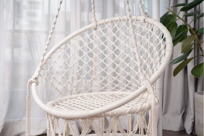 Ghế Ngồi Xích Đu Đan Sọc Macrame, Chế Tác Tỉ Mỉ và Chi Tiết, Độ Bền Cao, Có Thể Để Ngoài Trời, Sản Phẩm Thủ Công, Trang Trí Không Gian Sống