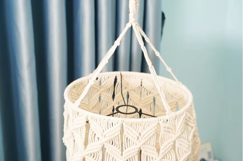 Chao Đèn Đan Tay Macrame, Chất Liệu Sợi Cotton, Hoạ Tiết Độc Đáo, Thiết Kế Tinh Tế, Có Độ Bền Cao, Không Bị Ố Vàng, Trang Trí Nhà Cửa