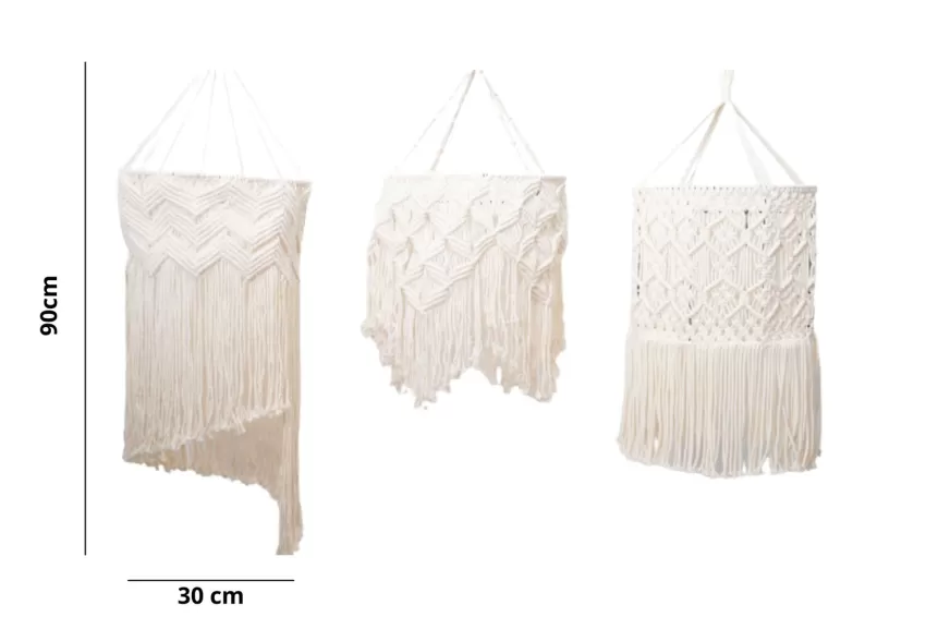 Chao Đèn Đan Tay Macrame, Chất Liệu Sợi Cotton, Hoạ Tiết Độc Đáo, Thiết Kế Tinh Tế, Có Độ Bền Cao, Không Bị Ố Vàng, Trang Trí Nhà Cửa