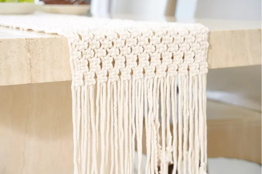 Khăn Trải Bàn Macrame, Trang Trí Bàn Ăn, Phong Cách Boho, Làm Từ Cotton, Thiết Kế Tỉ Mỉ, Kỹ Thuật Đan Tay Điêu Luyện, Sản Phẩm Handmade