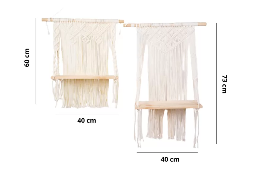 Kệ Treo Tường Macrame Một Tầng, Gỗ Thông Tự Nhiên, Hoạ Tiết Thắt Nút Từ Cotton Cao Cấp, Tiết Kiệm Không Gian, Điểm Nhấn Xinh Xắn Cho Căn Nhà