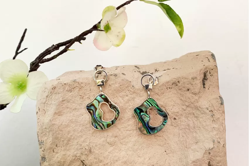 Asteroid Earrings, Natural Abalone Shell Veins, Magical Colors, Asymmetrical Design, Trendy Style, Breaks Boundaries