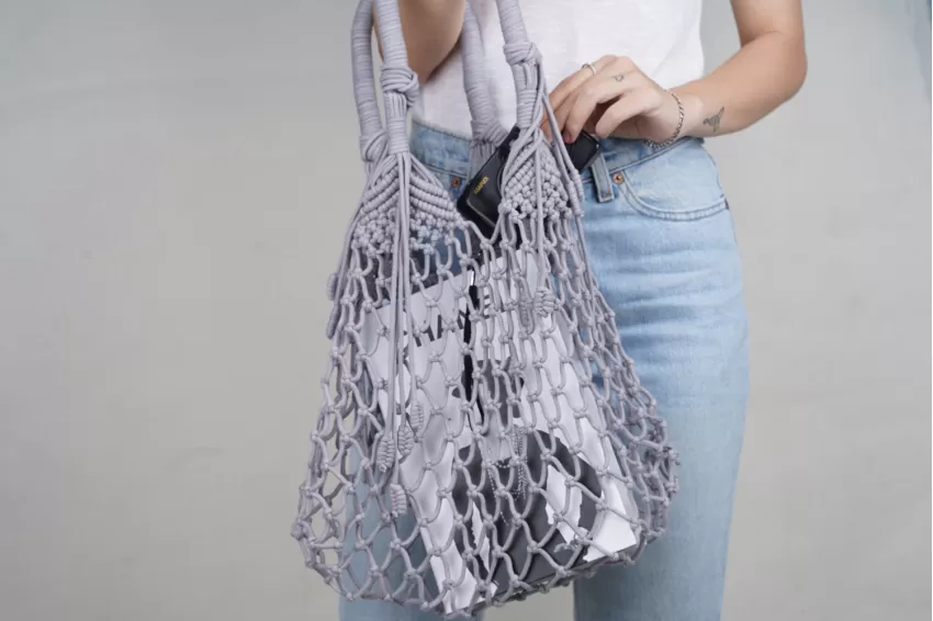 Túi Macrame Lưới, Túi Len Đan Handmade, Phong Cách Cổ Điển Tinh Tế, Màu Sắc Trang Nhã Hiện Đại, Túi Lưới Độc Đáo Cá Tính