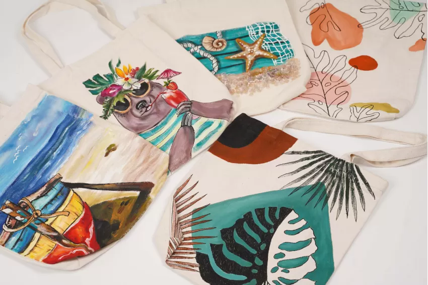 Hand-drawn Tote Bags, The Beach Collection