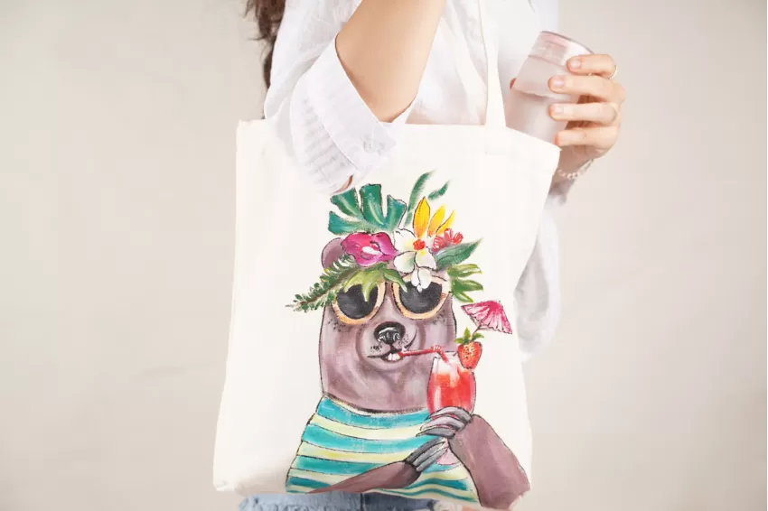 Hand-drawn Tote Bags, The Beach Collection