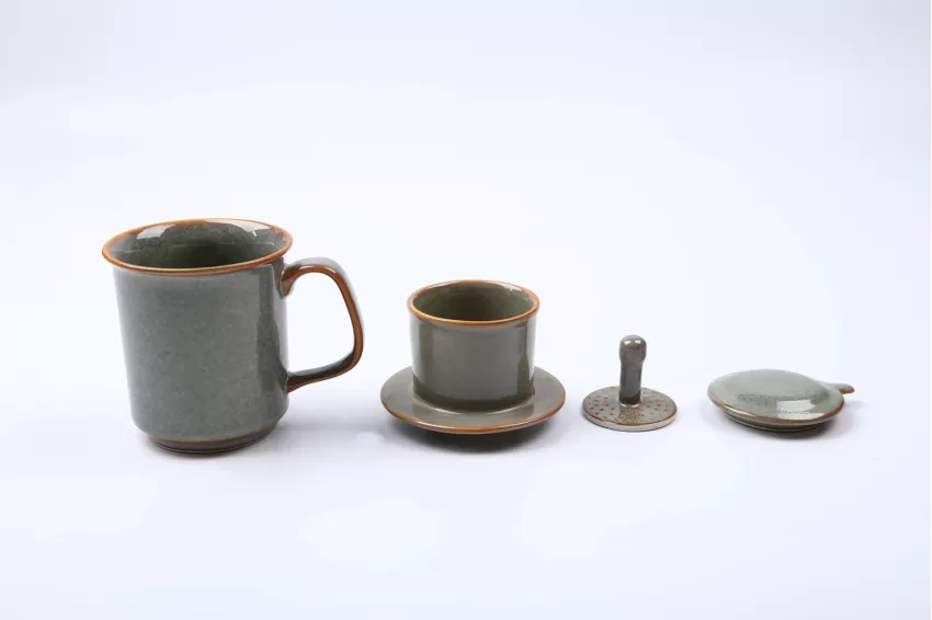 Coffee Filter & Cup Set, Fire Glaze Ceramics, Coffee Cup, Ceramic Cup, Skillful Techniques, High Quality, Decoration, Vietnamese Ceramics