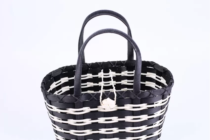 Handmade Black And White Woven Handbag