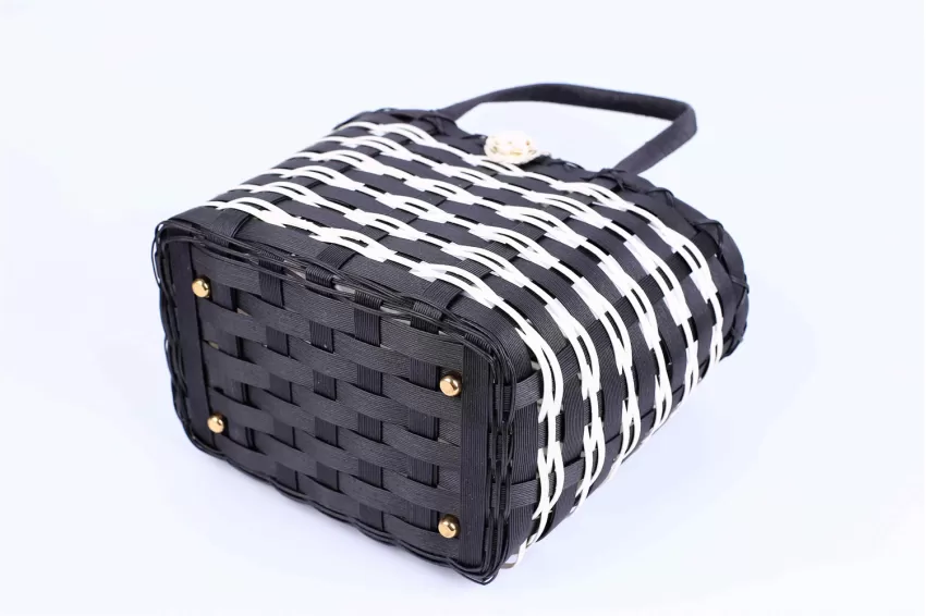 Handmade Black And White Woven Handbag