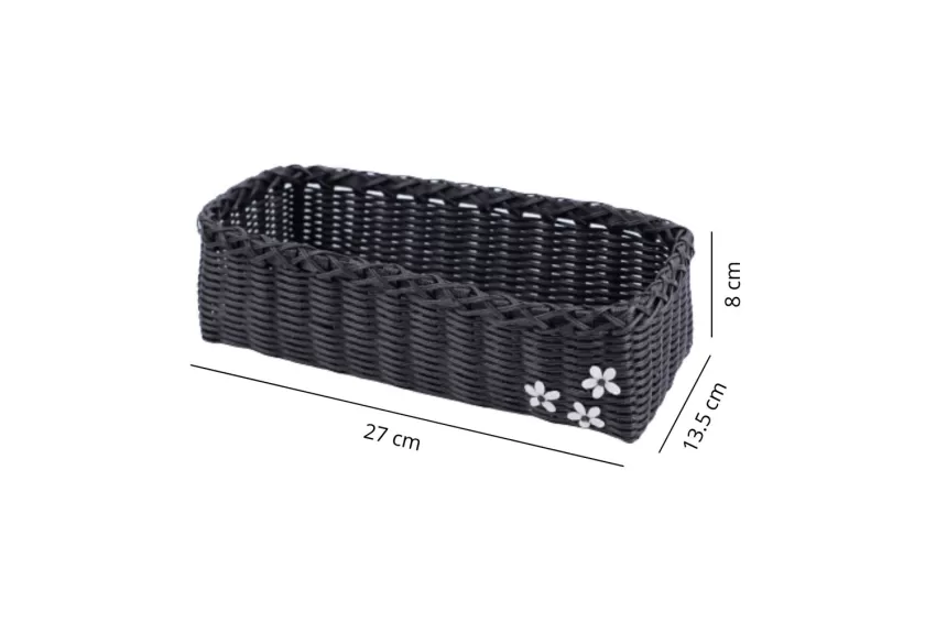 Handmade Rectangular Woven Basket with Flowers