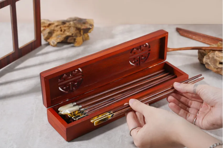 Wooden Chopstick Box, Maintains Hygiene for Eating Utensils, Exquisite and Beautiful Design, Elegant and Sophisticated, Handcrafted Product