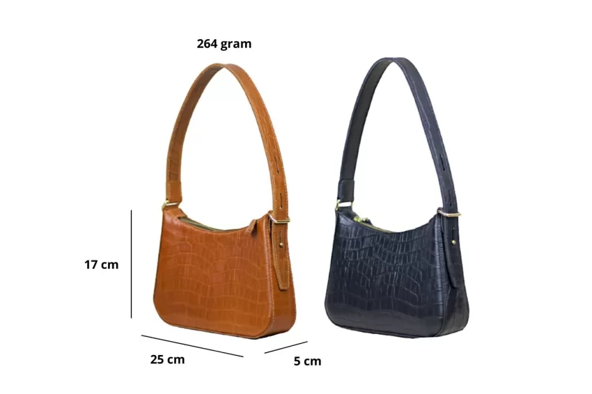 Moon Shadow Croc Shoulder Bag With Zipper, Luxurious And Trendy Style, Rectangular Bag Shape, Exquisite Craftsmanship