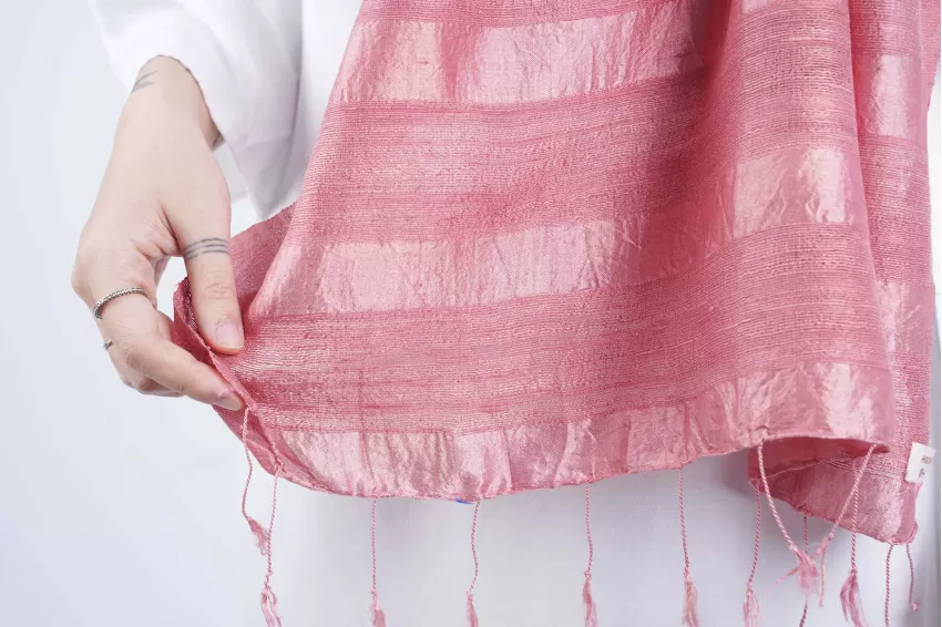 Pink Striped Silk Scarf