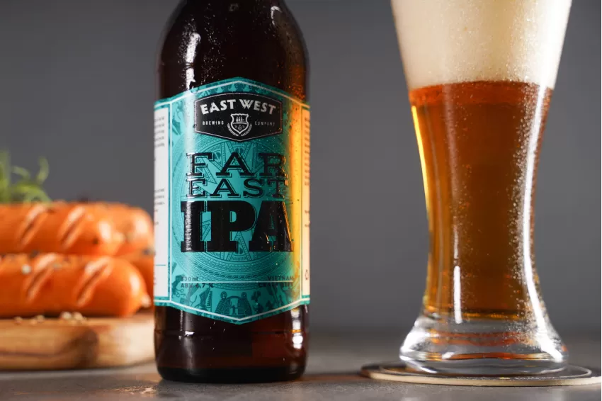 Far East Ipa Beer Bottle, Craft Beer, Premium Handcrafted Beer, Carefully Selected Ingredients, Unique Brewing Formula, Bold Flavor