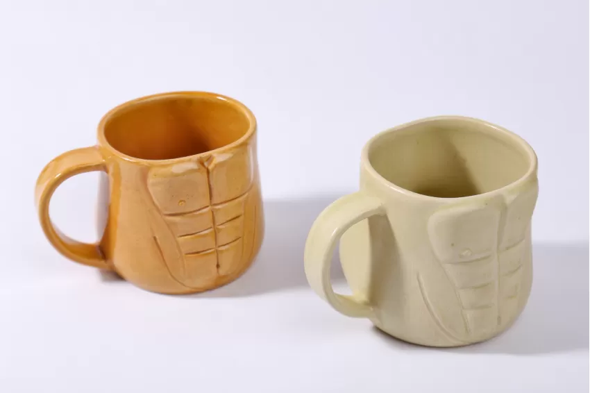 Six-Pack Man Body Shaped Pottery Mug, Handcrafted Ceramic, Unique Design, Mug Gift, Gift for Friends