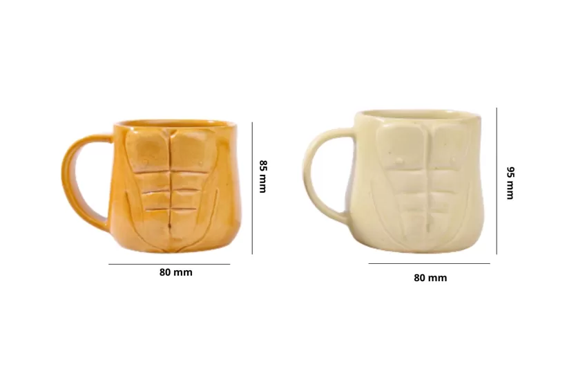 Six-Pack Man Body Shaped Pottery Mug, Handcrafted Ceramic, Unique Design, Mug Gift, Gift for Friends