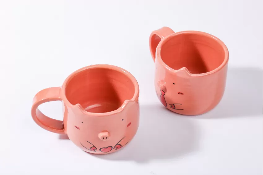 Piggy Pottery Mug, Vietnamese Ceramic, Handcrafted Ceramic, Gift for Friends, Animal Design