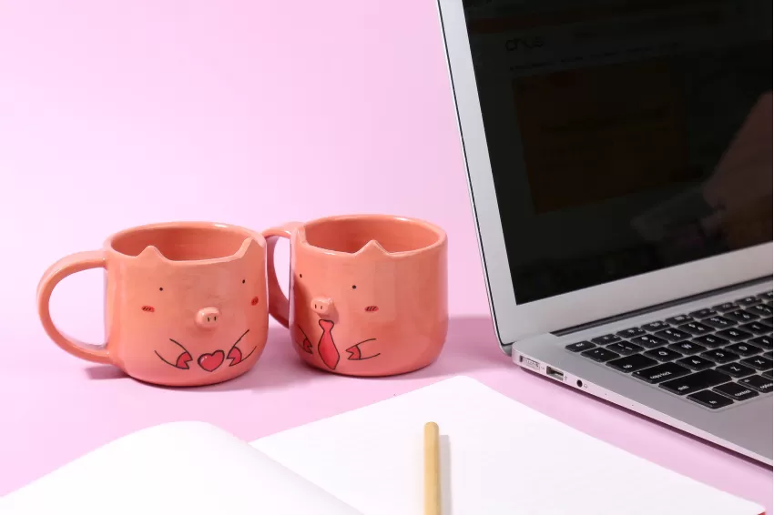 Piggy Pottery Mug, Vietnamese Ceramic, Handcrafted Ceramic, Gift for Friends, Animal Design