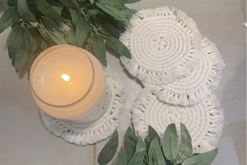 Lót Ly Macrame, Thấm Hút Tốt, Dễ Vệ Sinh và Bảo Quản, Được Làm Bằng Tay, Thiết Kế Tối Giản và Tinh Tế, Điểm Nhấn Trang Trí Cho Bàn Ăn