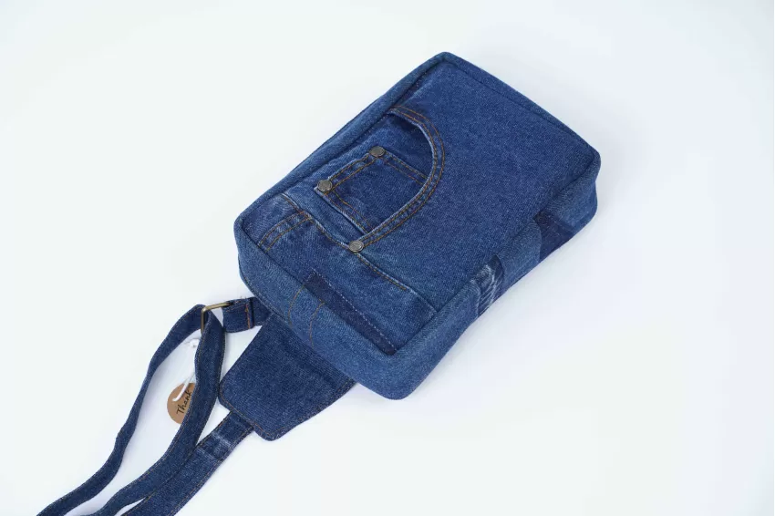 Boxed Hip Bag From Old Jeans