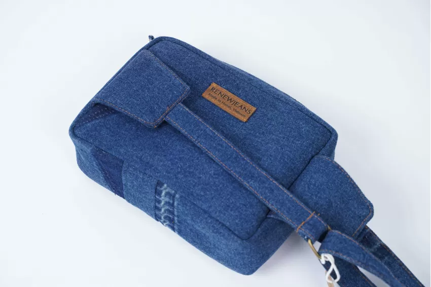 Boxed Hip Bag From Old Jeans