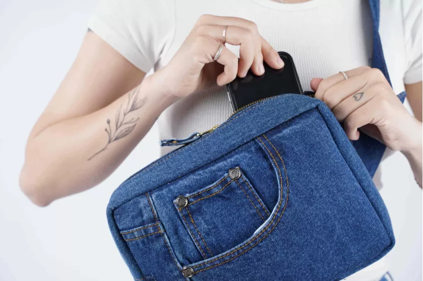 Boxed Hip Bag From Old Jeans