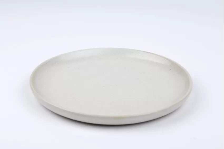 Small Swedish Ceramic Round Plate, Glossy White in Stoneware Collection, Premium Color, Vietnamese Handcrafted, Elegant Design, Scandinavian Style