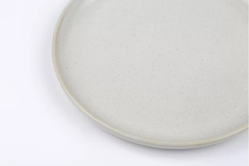 Small Swedish Ceramic Round Plate, Glossy White in Stoneware Collection, Premium Color, Vietnamese Handcrafted, Elegant Design, Scandinavian Style