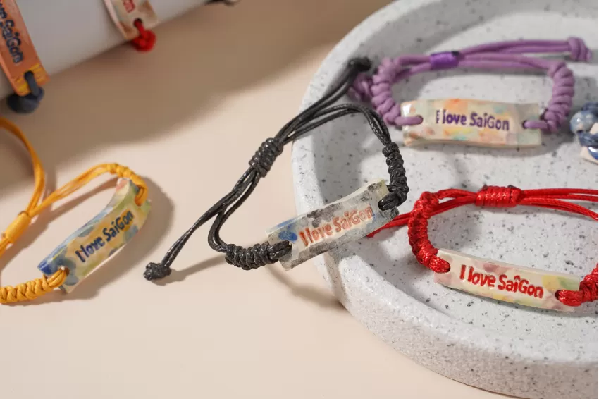 Handmade Ceramic Bracelet I LOVE SAIGON