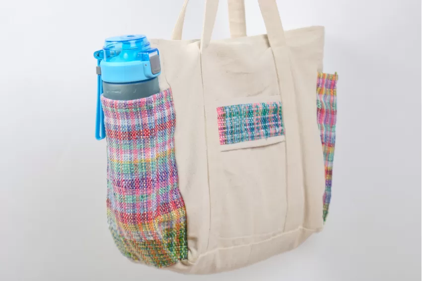 Handwoven Recycled Plastic Handbag, Size L