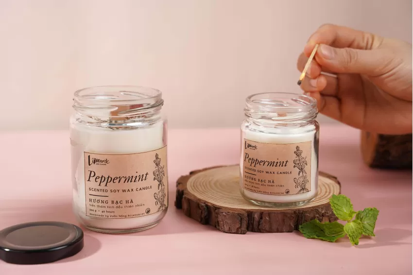 Natural Soy Wax Scented Candle, Peppermint