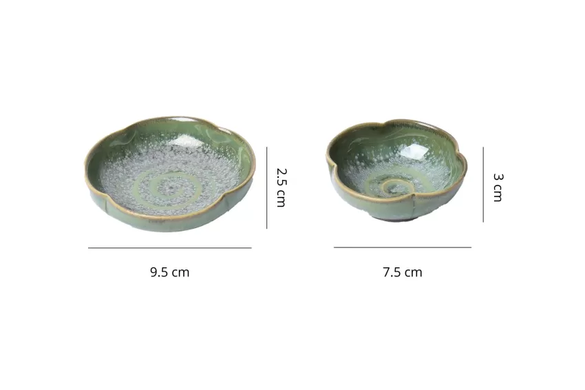 Flower Sauce Bowl, Crystal Green Collection, High Quality, Decoration, Vietnamese Ceramics, Gifts