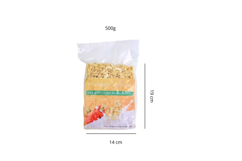 Hạt Điều Tươi Bình Phước, Túi 500gr, Hạt Điều Bóc Vỏ Sẵn, Hạt Điều Hút Chân Không, Hạt Điều Sống Làm Sữa