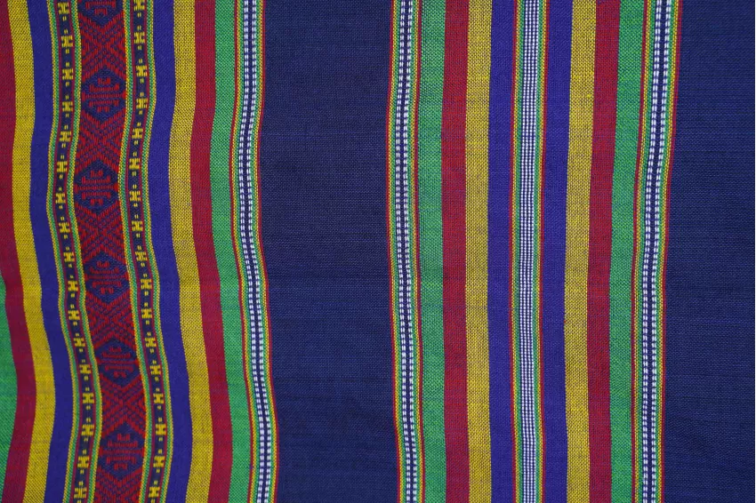 Thai Blue Patterned Scarf, Vibrant Stripe Pattern, Inspired By Thai Ethnic Style, Eye-Catching And Unique Accessory