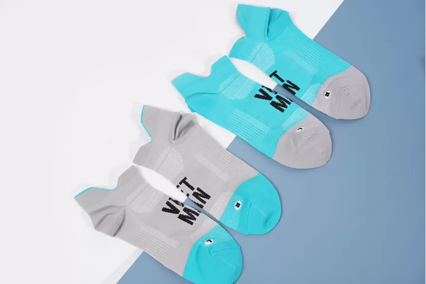 Calm Grey & Electric Blue, Low Cut Socks, Stretchy Socks, Non-Slip Socks, Hiking Socks, Unisex Socks, Neon-Colored Socks