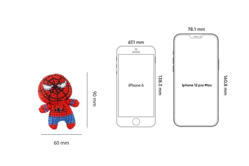 Người Nhện Len, Móc Khóa Người Nhện Mini, Thú Bông Spiderman, Người Nhện Bằng Len Handmade, Người Nhện Đồ Chơi