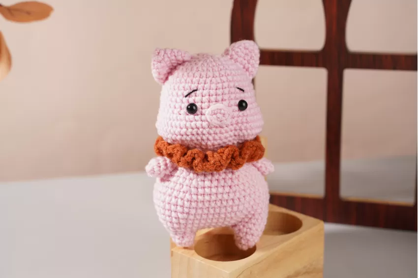 Hợi, Thú Len 12 Con Giáp, Móc Khóa Heo Hồng, Thú Bông Nhỏ Đáng Yêu, Đồ Chơi Móc Len Handmade, Thú Bông Móc Len Mini