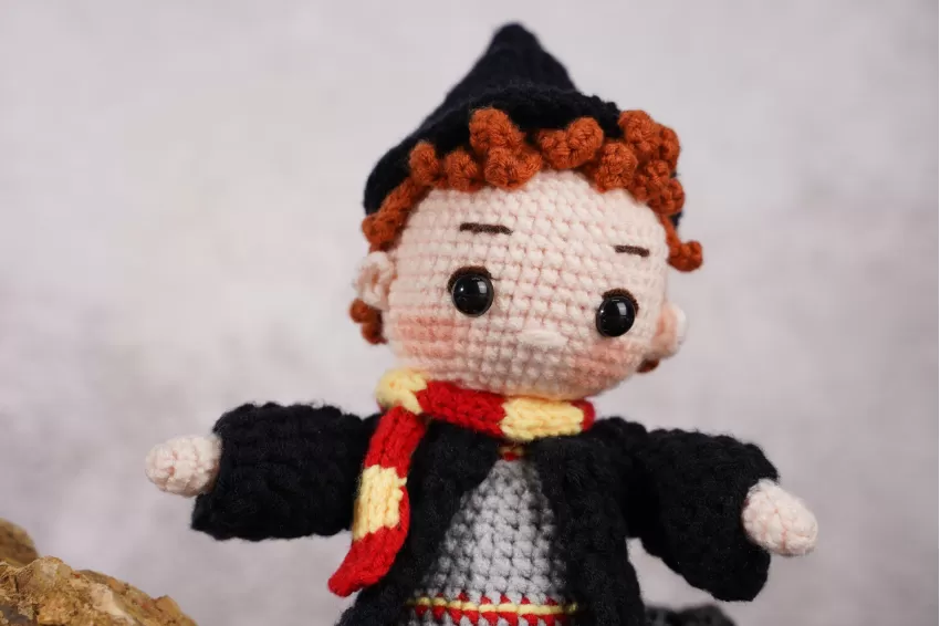 Búp Bê Len Ron Weasley & Scabbers, Búp Bê Ron Weasley Bằng Len, Móc Khóa Búp Bê, Móc Khóa Len Handmade