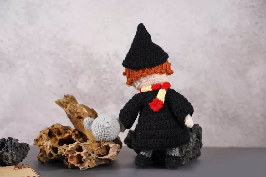 Búp Bê Len Ron Weasley & Scabbers, Búp Bê Ron Weasley Bằng Len, Móc Khóa Búp Bê, Móc Khóa Len Handmade