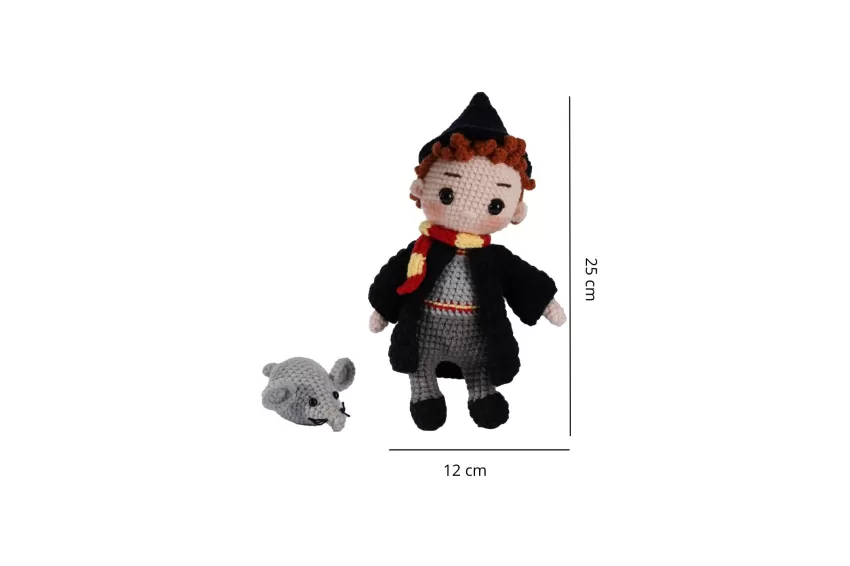 Búp Bê Len Ron Weasley & Scabbers, Búp Bê Ron Weasley Bằng Len, Móc Khóa Búp Bê, Móc Khóa Len Handmade