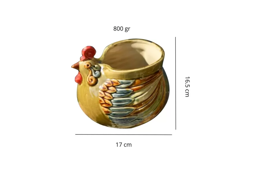 Tượng Gà Gốm Sành Màu Vàng Xanh, Cỡ Lớn, Hũ Đựng Đồ Đa Năng, Hũ Gốm Đựng Trứng, Đồ Gốm Thủ Công, Gốm Việt